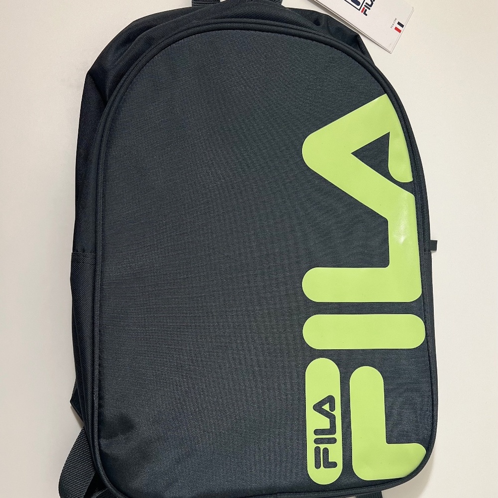NEW Fila Backpack with compartment - Gray with Green Fila Logo Design Unisex